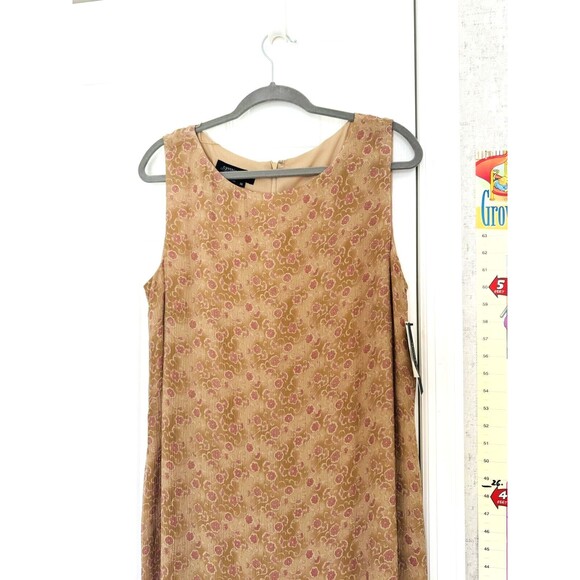 NWT Cynthia Howie Maggi Boutique Maxi Sheath Silk Dress Size 14 Tan Pink - Picture 4 of 12